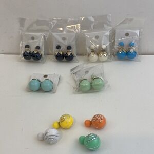 lot of 8 GOLDEN LOTUS LEAF EMBELLISHED FRUIT DESIGN FASHION EAR STUDS